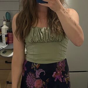 Green Ruched Women's Top